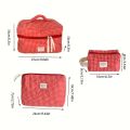 Plaid Makeup Bag Large Capacity Portable Cosmetic Bag For Women Girls Skincare Toiletry Bag Multifunctional Cute Wallet Pouch.