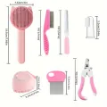 8Pcs Cat Brush Beauty Kit With Pet Nail Clippers And Files Pet Self-Cleaning Kit Flea Comb Pet Shampoo Bath Brush Pet Sheddin. 
