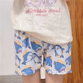 Sleeping Pants Men Cartoon Cute Shark Animal Pattern Loose Lightweight Breathable Elasticated Waistband Pajama Shorts Women.