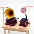 1Pc/1Set Dollhouse Miniature Retro Gramophone Mini Phonograph Record Simulation Gramophone Handicrafts Home Model Toys Decor.