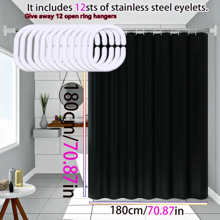 Simple%20Style%20Black%20Shower%20Curtain%20Pure%20Black%20Design%20Bathroom%20Decorative%20Curtain%20Partition%20Curtain%20PEVA%20Waterproof%20Material%20-%20Image%205