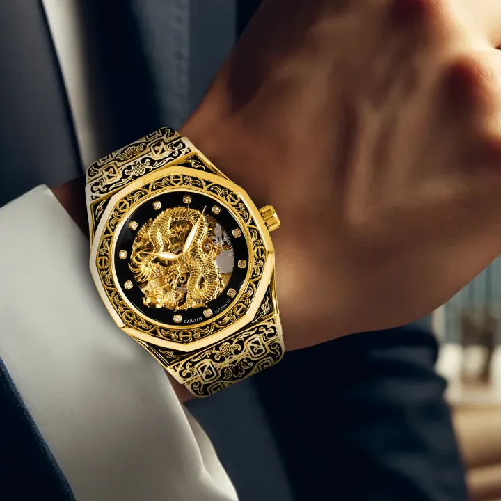New%20Men's%20Watch%20Black%20Gold%20Steel%20Strip%20Business%20Style%20Mature%20Night%20Light%20Fully%20Automatic%20Golden%20Dragon%20Carving%20Mechanical%20Watch%20-%20Image%203