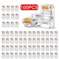 100pcs RJ45 Ethernet Cables Module Plug Network Connector Crystal Heads Cat5 Gold Plated Network Cable Suitable For PC Computer. 