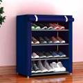 Portable Folding And Covering 4 Layer Shoe Rack. 