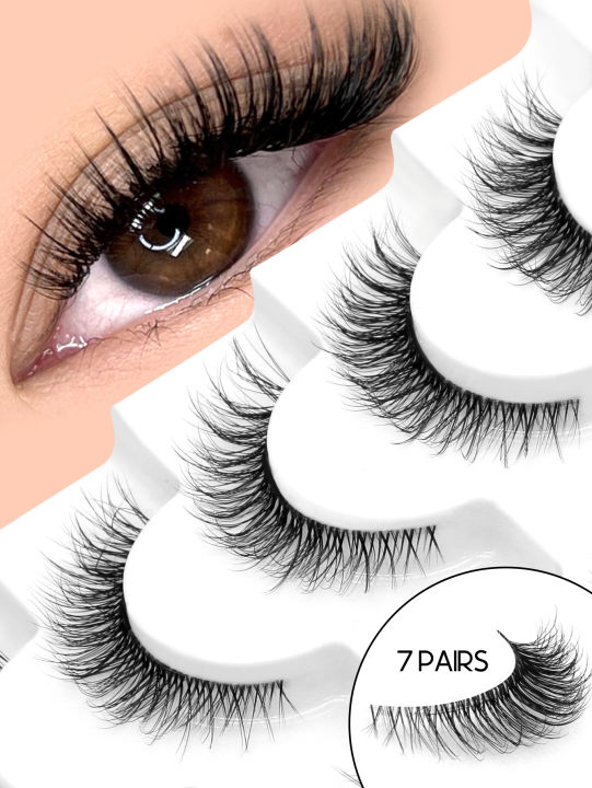 Veltrinay False Lashes Fluffy 3D Mink Eyelashes Cat Lashes Thick Soft Curly Winged End Eye Elongated Fake Lashes Makeup