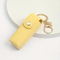 1PCS New Leather Lip Balm Bag Keychain Holder Protective Cover Mini Portable Key Bag Lipstick Cosmetics Storage Bag. 