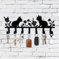 HOMESTYLECAT Pastel Cat & Flower Metal Hook | Lacquered Keychain | Glossy Finish for Wall Organization. 