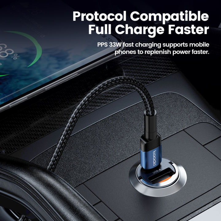 Toocki%2033W%20Mini%20Car%20Charger%20PD%20QC3.0%20Quick%20Charge%20Type%20C%20Pull%20Ring%20Car%20USB%20Charger%20For%20iPhone%2015%20%20%20S24%20Support%20PPS%20-%20Image%202