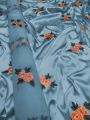 Floral Silk Dress with Organza Dupatta. 