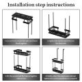 1pc Over The Door Shower Caddy, Bathroom Storage Rack, Bathroom Hanging Shelf, Double Layer Shower Shelf, Bathroom Caddy Organiz.