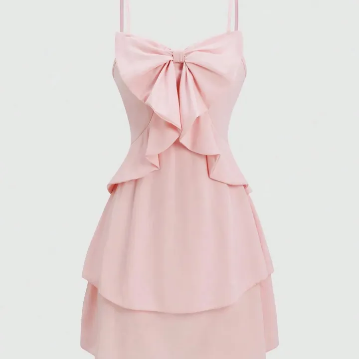 Fashionable%20women's%20waist%20cinched%20three-layer%20ruffle%20edge%20bow%20suspender%20dress%20-%20Image%207