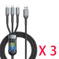 3-in-1 USB 100W 6A Fast Charger Cable Car USB To Type-C Micro LIGHTNING Cable For iPhone 16 15 14 13 .