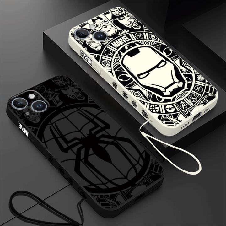 Marvel Iron man Spiderman Phone Case for Apple iPhone 15 Pro Max 13 14 Plus 12 Mini 11 Pro XR 8 SE 7 8 XS MAX Cover