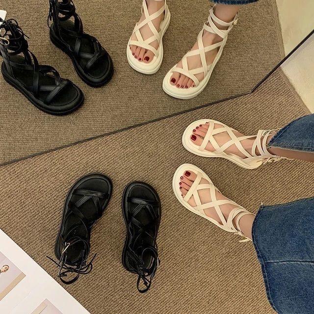 Lace up Strappy platform sandal for women/girls/ladies