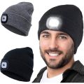 LED Lighted Beanie Hat USB Rechargeable Unisex Warm Winter Knitted Cap Headlamp Flashlight For Night Running Cycling. 
