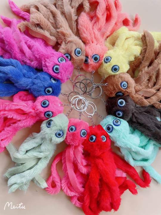 All 18 colors pocket keychain octopus plush new octopus keychain zy