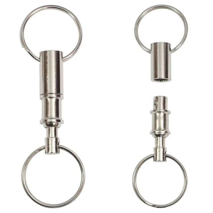 1pc Steel Chrome Release car Keychain Dual Detachable Snap Lock Holder ...