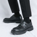 New Men's Grasp Leather Derby Shoes British Platform Buckle Leather Shoes with High and Low Top Casual Shoes for Men. 