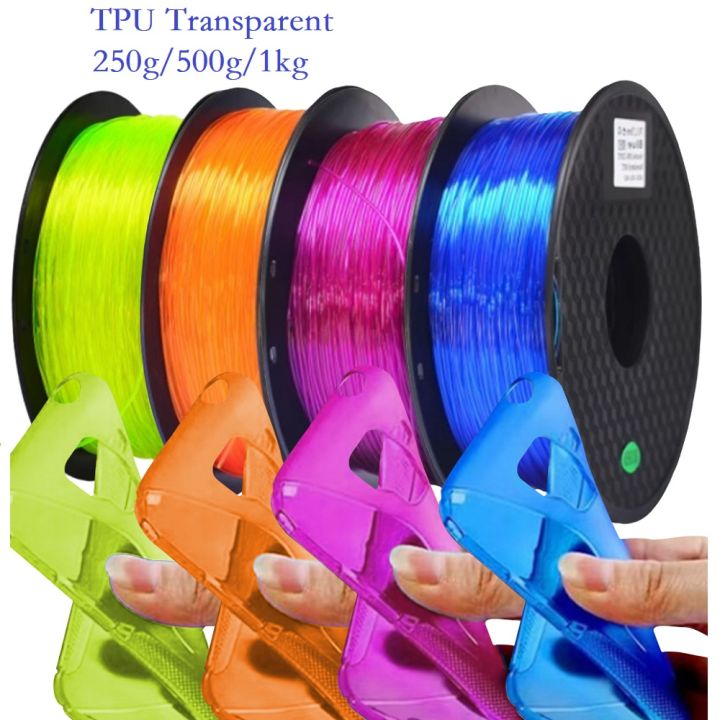 Flexible Filament Transparent TPU 1.75mm 1kg 500g 250g Fit FDM 3D Printer Material 95A Soft TPU Filament Clear Blue Green Red