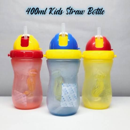 BOBO BABY STRAW BOTTLE with plastic cup FOR 18M+ babies or school going children came with neck band