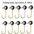 10pcs/lot Micro Jig Head Fishing Hook 1g-5g Ice Fishing Hook Mini Crank Jig Fishhook Soft Lure Fishing Tackle.