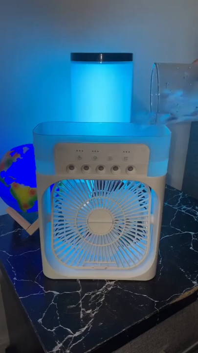 3-in-1 Portable Air Cooler Fan with USB Charging - Mini AC for Small Rooms, Home & Office Cooling with 3 Speeds, 5 Spray Settings, and Multiple Light Modes