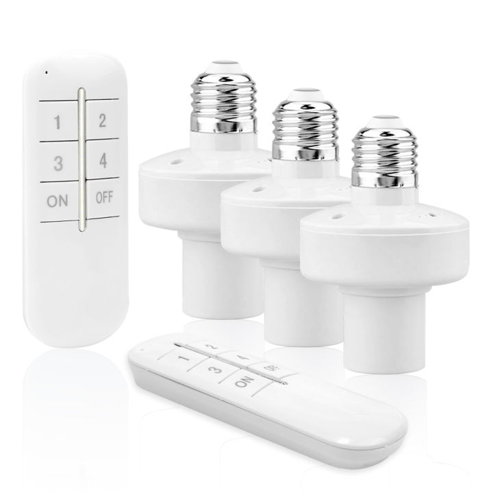 Led Remote Control Socket Wireless Remote Control E27 Light Socket Lamp Holder 20M Range For LED ...