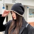 Hat Women's Autumn and Winter Fashion Street Windproof Wool Hat Warm Foreign Knitted Hat Show Face Small Pile Hat. 