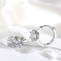 Huitan Simple Small Hoop Earring Inlaid Classic 6 Prong Solitaire Shiny Zircon Elegant Accessories Daily Wearable Women Earrings.