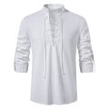 King Billion Men's Shirts Casual Men Cotton Linen Long Sleeve T-shirt Spring Autumn Vintage Shirt US Size Drawstring Neck. 