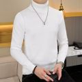 Men's Turtleneck Black and White Long Sleeve Knit Sweater.