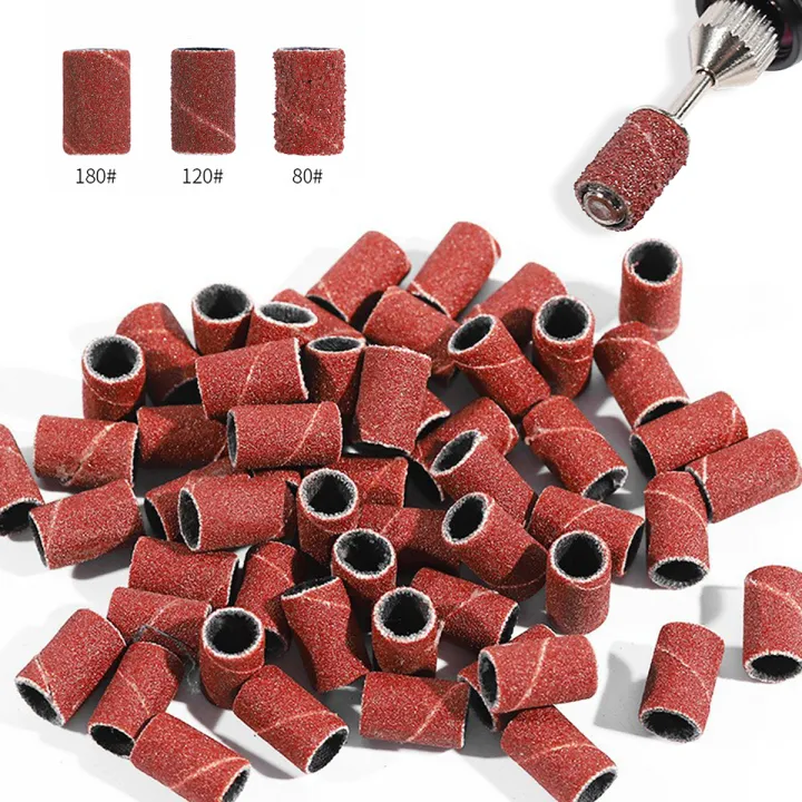 100/50pc Sanding Cap Bands For Electric Manicure Machine 180/120/80 ...