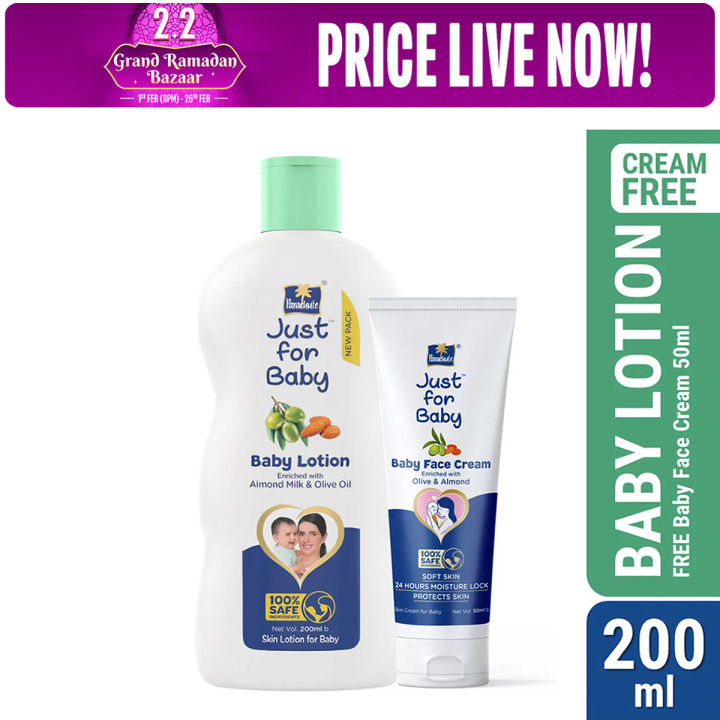 Parachute Just for Baby - Baby Lotion 200ml (Baby Face Cream 50g FREE)