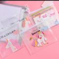 Beautiful Unicorn PVC Transparent Cute Clear Bag Pencil Case Makeup Pouch. 