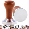 51mm/53mm/58mm Espresso Coffee Tamper Aluminum Coffee Distributor Leveler Tool Bean Press Hammer with Wooden Handle. 