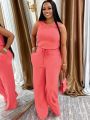 Solid Casual Jumpsuit for Women Sleeveless Drawstring High Waist One Pieces Rompers and Jumpsuits Summer Outfits Combinaison. 