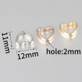 50pcs Heart Frame Wrapped Bead Double Stright Hole Spacers Loose Beads  for Jewelry Making DIY Findings. 