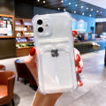 Wallet Card Holder Clear Soft Case For iPhone 11 13 12 14 15 16 Pro Max 17 Air X XSMax XR 16promax Transparent Card Slots Cover. 