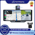 Universal 10.26" Car Intelligent 4K 360° Rotatio Car DVR Dash Cam Wireless CarPlay & Android Auto Bluetooth WIFI Rear Reversing.
