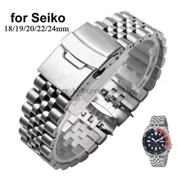 316L Solid Stainless Steel Strap for  SKX009 Jubilee Bracelet Curved End Men Watch Accessory 18mm 19mm 20mm 21mm 22mm 24mm