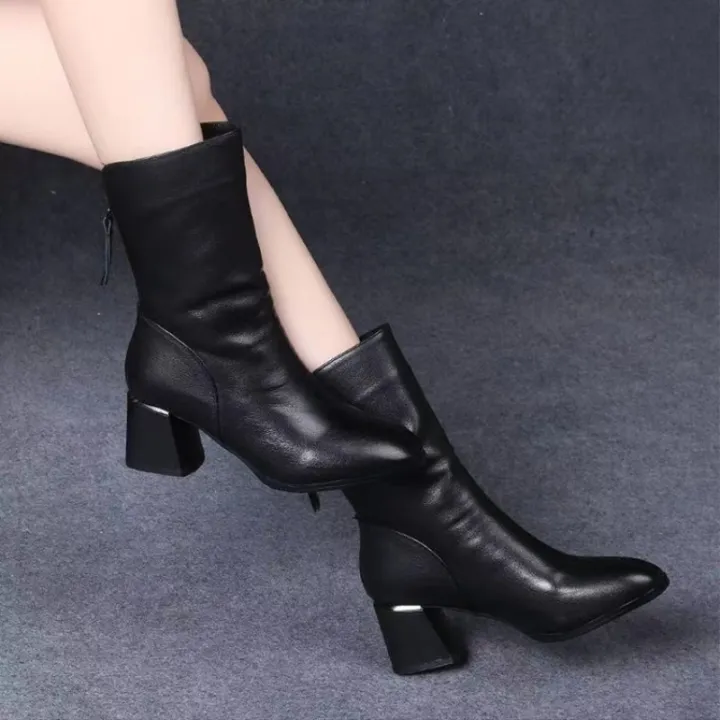 2024%20New%20Women%20Versatile%20Leather%20Boots%20Fashion%20Antislip%20High%20Heels%20Female%20Casual%20Comfortable%20Boot%20External%20Wear%20Trendy%20Shoes%20-%20Image%204