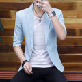 Summer 2025 Men's Mid-Sleeve Slim Fit Suit Korean Style Handsome Youth Seven-Quarter Jacket Small Suit Collection.