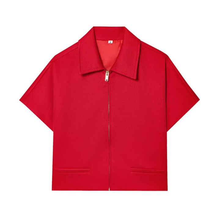 HipSeam%20Women%20Lapel%20Collar%20Short%20Jacket%20Women's%20Cropped%20Short%20Collared%20Jackets%20With%20Zipper%20Lady%20Short%20Sleeve%20Coat%20Female%20Jacket%20-%20Image%203
