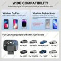 2in1 Wired to Wireless CarPlay Android Auto Adapter for OEM Car Stereo With USB Plug and Play Bluetooth.