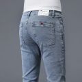 Solid Color Cotton Black Dark Gray Classic Slim Stretch Casual Korean Fashion Youth Male Denim Trousers Jeans Men's Trousers. 