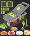 All-in-1 Vegetable Chopper, Pro Onion Food, Manual Salad Cutter, with Container, Veggie Nicer Dicer and Mandoline Slicer for Home Kitchen gadgets, Hand Grater. 