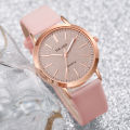 2PCS/Set Women's Watches Fashion Matting Dial Leather Band Analog Quartz Watch Set（Without Box）. 