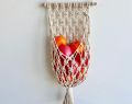 1pc multipurpose Hand Woven Wall Hanging Fruit Basket, Vegetable Basket, Flower Basket, Hanging Food Storage Basket, Bohemian Style Hand-woven Multipurpose Sundries Storage Basket, Household Supplies. 