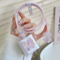 3D Pink Bow Cable Charger Protector Cover For IPhone IPad 18W 20W Original Charger 2024 New Data Line Spiral Winder Protective. 