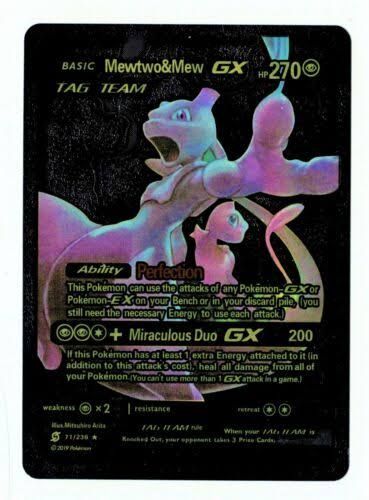 Pokemon Mewtwo & Mew GX Tag Team 270 HP Black Foil Fan Art Card 71 ...